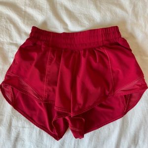 lululemon dark red hotty hot shorts
